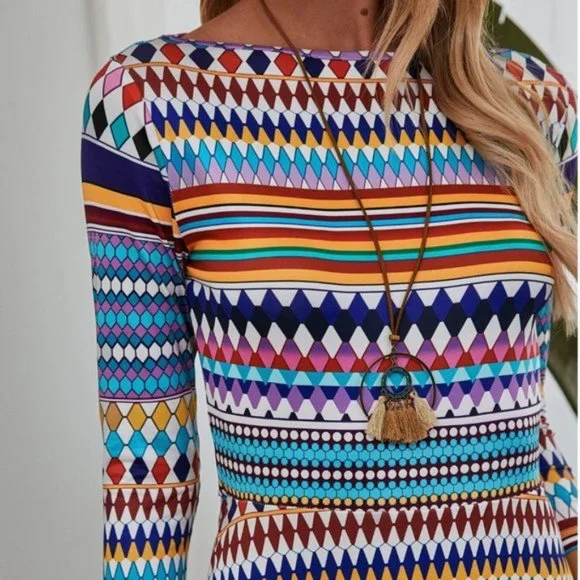 Argyle & Striped A-line Dress - Picture 4 of 6